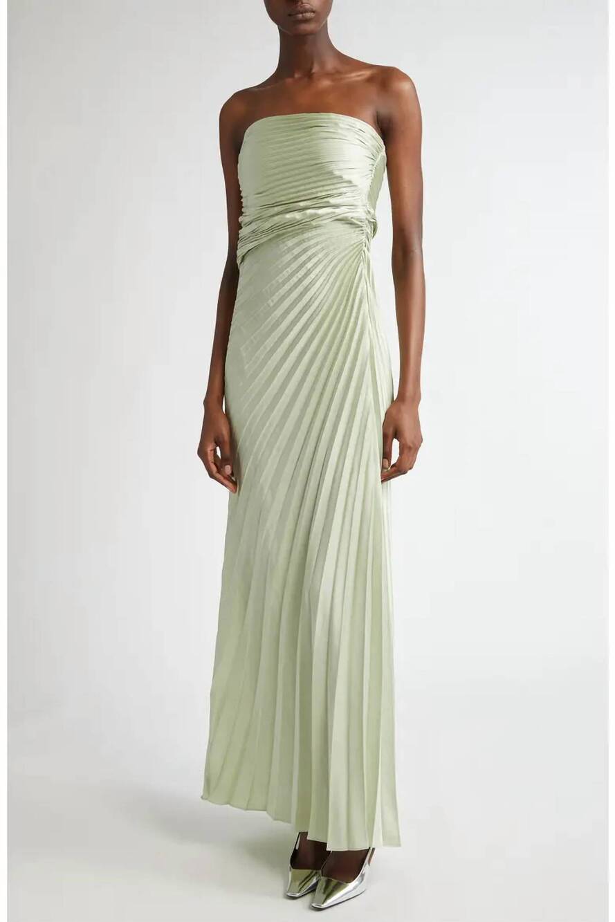 NEW A.L.C. layla strapless pleated maxi dress in spearmint